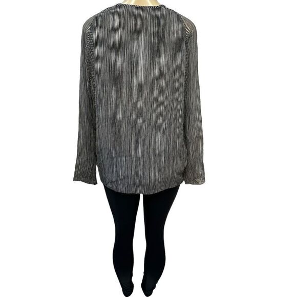 Shamask Silk Long Sleeve striped lined tunic Blouse size 10 - Picture 6 of 11